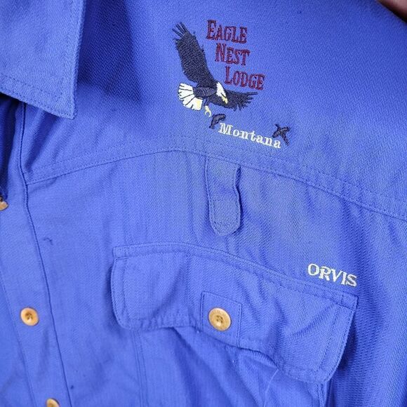 1999 ORVIS Hong Kong VINTAGE Orvis EAGLE NEST LODGE MONTANA FISHING SHIRT XXL - Picture 8 of 16